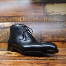 Sipriks-Botas de vestir de cuero Real para hombre, zapatos italianos personalizados, botas ribeteadas, con punta Oxford, estilo vaquero, color negro 2024 - compra barato