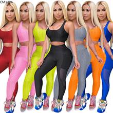 CM.YAYA Casual Sport Women's Set Mini Tank Tops Pencil Jogger Sweatpants Tracksuit Matching Set Two Piece Set Fitness Outfit 2024 - buy cheap