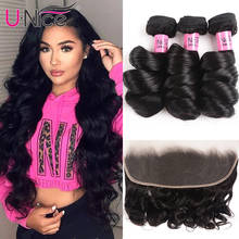 UNice Hair Brazilian Loose Wave Lace Frontal Closure With 3/4 Bundles 13x4 Remy Human Hair Bundle Lace Closure 4/5PCS 2024 - buy cheap