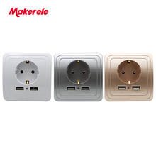 Makerele tomada de parede 16a 250v, tomada de parede com 5v 2a, portas usb duplas de 86 tipo 2024 - compre barato