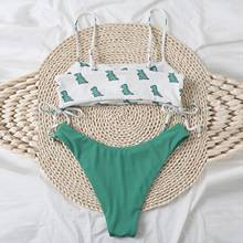 TELOTUNY Women's swimsuits Ladies Dinosaur Printed Push-Up Padded Bra Beach Bikini Set Two Piece Swimsuit bathing suits 2021 2024 - buy cheap