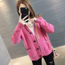 Knitted cardigan women's wear 2021 new early spring and autumn jacket foreign style small fashion sweater coat popular 2024 - buy cheap