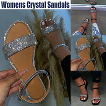 2021 Women's Summer sandals Crystal Bling Flat Round Toe Sandals Outdoor Casual Beach Buckle Strap Ladies Shoes Drop Ship #40 2024 - buy cheap