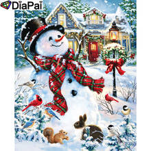 Diapai pintura "boneco de neve coelho pássaro" ponto cruz personalizada fotografia pintura diamante bordado redondo decoração para casa a26753 2024 - compre barato