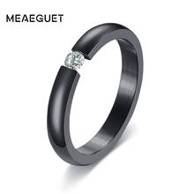 Meaeguet aliança de casamento feminina com zircônia cúbica atacado aço inoxidável alianças de casamento para mulheres e homens joias 2024 - compre barato