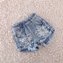 New Girls Cute Shorts Denim Hole Baby Pearl Jeans Short Pants Summer Kids Trousers Girl Clothes 2024 - buy cheap