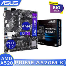 Socket AM4 Asus PRIME A520M-K Motherboard Support 3rd-Gen AMD DDR4 PCI-E 3.0 Overlocking M-ATX Desktop A520 Placa-Mãe AM4 New 2024 - buy cheap