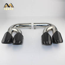 18-19 years Car muffler tube double - side 4 - out tail throat light choose carbon fiber 304 mirror stainless steel For cayenne 2024 - buy cheap