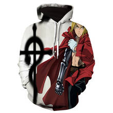 Novo 3d fullmetal alchemist homens mulheres hoodies moda casual cosplay hoodie outono inverno engraçado streetwear moletom dos homens casaco 2024 - compre barato