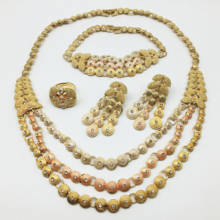 Conjunto de joias estilo nigeriano com contas douradas, presente de noiva, joias femininas, cores douradas, dubai, 2019 2024 - compre barato