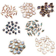 Conector elíptico de doble agujero, Charms de perlas naturales de agua dulce para fabricación de joyas, pendientes, accesorios para collar 2024 - compra barato