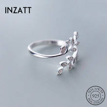 INZATT Real 925 Sterling Silver Plant Zircon Leaves Ring For Fashion Women party Cute Fine Jewelry  Accessories 2019 Gift 2024 - buy cheap