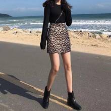 Temperament leopard skirt female 2020 spring, autumn and winter new high waist slim short skirt wild retro fashion skirt trend 2024 - buy cheap