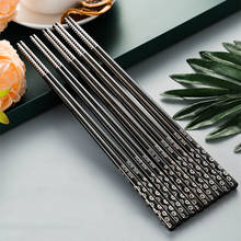 5Pairs New Cutlery Set Stainless Steel Chopsticks Length Black Flower Patters Food Sticks Portable Reusable Chopsticks Non-slip 2024 - buy cheap