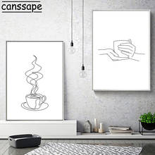 Abstract Wall Canvas Prints Line Art Paintings Nordic Posters Coffee Cup Print Minimalist Modern Pictures Living Room Decor 2024 - buy cheap