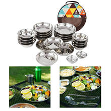22Pcs/Set Camping Stainless Steel Dinner Dish Plate Durable Outdoor Picnic Tableware Salad Bowl Food Container 2024 - buy cheap