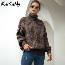 KarSaNy Womens Turtleneck Oversized Sweater Jumper Winter 2020 Loose White Turtleneck Sweater Coarse Knitted Vintage Sweaters 2024 - buy cheap