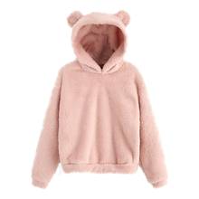 Fluffy Hoodies Women kawaii Sweatshirt Cute Bear Ear Cap Autumn Winter Warm Pullover Long Sleeve Outwear Fleece Coat Moletom 2024 - buy cheap