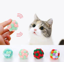 Игрушка для домашних животных, кошек, красочный мяч-батут ручной работы, игрушки для котят, плюшевый мяч-колокольчик, мышь, игрушки для кошек, интерактивные товары для домашних животных 2024 - купить недорого