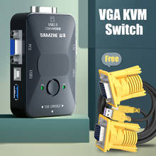 SAMZHE-conmutador kvm de 4 puertos, divisor VGA USB 2,0, para impresora, ratón, teclado, Pendrive, compartir, 1920x1440, adaptador de caja de interruptor VGA 2024 - compra barato