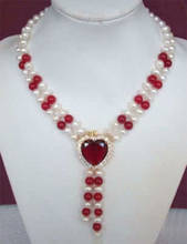 Доставка> >>>> Очаровательная! Ожерелье с белым жемчугом и красным Рубином, 2 ряда 2024 - купить недорого