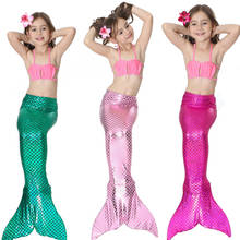 Bikini con cuello Halter para niñas, traje de baño de sirena para nadar, traje de baño de sirena para bebés, Cosplay para niños, traje de baño con monoaletas 2024 - compra barato