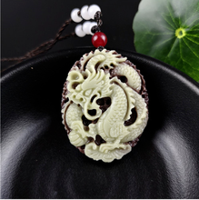 Colar com pingente de dragão de jade natural, joias de acessórios de moda, esculpido à mão, pingente amuleto da sorte, presentes 2024 - compre barato