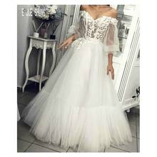 E JUE SHUNG New Elegant Boho Wedding Dresses Off The Shoulder 3/4 Sleeves Lace Appiques Wedding Gowns A Line Bridal Dresses 2024 - buy cheap