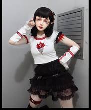 Camiseta punk japonesa e gótica do verão e primavera, camiseta branca fina, estilo harajuku, manga curta e sensual para meninas 2024 - compre barato