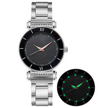 Relógio pequeno de luxo feminino, estojo de pulseira de aço, relógio de pulso para mulheres 2024 - compre barato