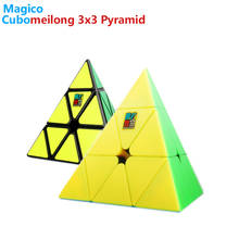 Moyu meilong pirâmide mágica 3x3 para criança, quebra-cabeça de pirâmide 3x3x3 sem adesivos quebra-cabeças profissional rápido brinquedo educativo para crianças 2024 - compre barato