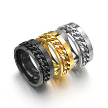 8 мм рок кольцо из нержавеющей стали Золотая прядильная цепь вращающаяся цепь кольцо Римский цифровой браслет серебро золото черный мужские ювелирные изделия 2024 - купить недорого