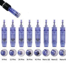 50pcs Blue Derma pen A1 needle cartridge Round nano/9pin/12pin/36pin MIcroneedling cartridge For Electric Microneedling pen MTS 2024 - buy cheap