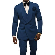 Esmoquin de boda con solapa para hombre, traje de novio color burdeos, ajustado, Formal, para cena y negocios, chaqueta y pantalones, 2021 2024 - compra barato
