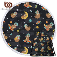 BeddingOutlet-Toalla de baño con dibujos de animales, Toalla de playa redonda con bolsa de planetas, manta de verano, Toalla de luna y estrella, 150cm 2024 - compra barato