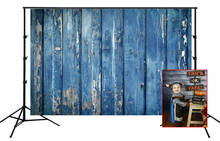 Fundo de madeira azul pintado rústico sem costura, fundo de fotografia infantil recém-nascido faixa de estúdio fotográfico fundo de madeira adereço 2024 - compre barato