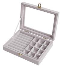 12 Grids&7 Slots Jewelry Tray Showcase Display Storage Organizer Box Vintage Case Multi-Function Gray Velvet Clear Lid With Lock 2024 - buy cheap