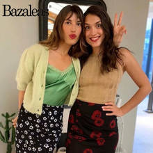 Bazaleas V Pescoço Botões harajuku pistache Carfigans Doces tons de algodão Kintted Camisola Verde Do Vintage mulheres Casual brasão do navio Da Gota 2024 - compre barato