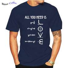 Camiseta de algodão de manga curta masculina, camiseta engraçada com estampa de matemática para homens, tudo de que você precisa é de amor, equações japones 2024 - compre barato