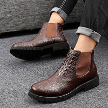 Leather Men's Boots New Winter Men Chelsea Boots High Quality Fashion Casual Ankle Boots Plush Warm Snow Boots Motorcycle Boot 2024 - buy cheap
