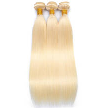 Cabelo brasileiro liso loiro para mulheres, mechas de cabelo humano liso 613 #, 1/3/4 peças por pacote, não-remy 2024 - compre barato