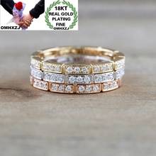 Hxomzj anel de zircônio rr1118, anel em ouro branco rosa ou dourado para meninas, presente de aniversário e casamento slim aaa, 18k 2024 - compre barato