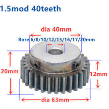 Quench Spur Gear pinion 1.5M 40T 40Teeth Mod 1.5 Width 12mm Bore 6-20mm Right Teeth major gear cnc gear rack transmission RC 2024 - buy cheap