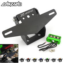 Quadro da placa de licença da motocicleta suporte montagem com luz led para kawasaki z400 2017 2018 2019 2024 - compre barato