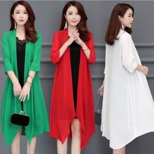 Summer Autumn Oversize Chiffon Long Cardigan Women Solid Color Blouse Tops Female Cardigans Women Shawl Coats Ladies Outerwear 2024 - buy cheap