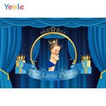 Newborn Baby Shower Prince Birthday Party Blue Gold Crown Photo Backdrops Customized Photographic Backgrounds For Photo Studio 2024 - buy cheap