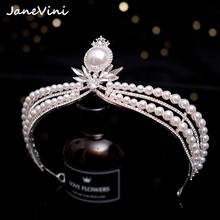 JaneVini 2021 Luxury Pearl Bridal Crowns Crystal Tiaras Queen Princess Headdress Party Wedding Fashion Jewelry Hair Accessories 2024 - buy cheap