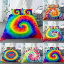 Tie Dye Bedding Rainbow Tie Dyed Duvet Cover Set Red Yellow Blue Bedding Sets Queen Home Textiles 3pcs Green Purple 2024 - buy cheap