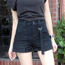 Shorts jeans feminino de cintura alta, moda verão 2020, punk, preto, com bolsos, quente p483 2024 - compre barato