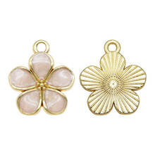 8pcs Enamel Pink Flower Charms Gold Tone Pendant For Necklace Bracelet Earrings Keychain Jewelry Making DIY Accessory New Hot 2024 - buy cheap